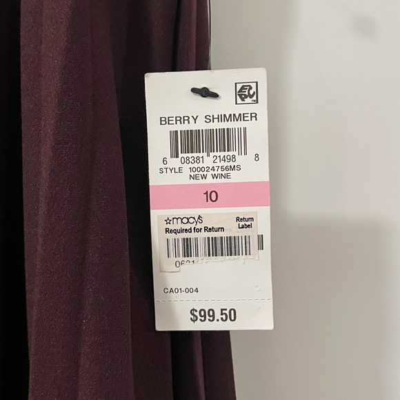 Alfani Colorblock Pleated Mock Neck Sleeveless Dress Berry Shimmer Size 10 - Picture 6 of 11